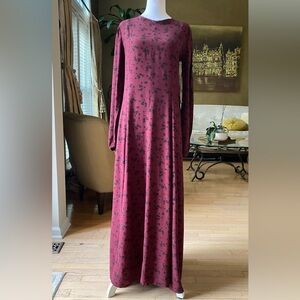 LACAUSA Sparrow Dress Burgundy Red Floral Maxi Dress new with Tags sz XS